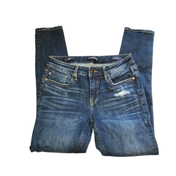 Vigoss Distressed Jagger Skinny Jeans, Dark Wash, Size 4/27 - Picture 2 of 6